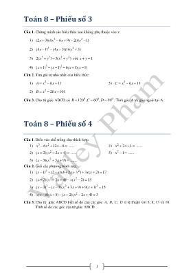 Ôn tập môn Toán khối lớp 8